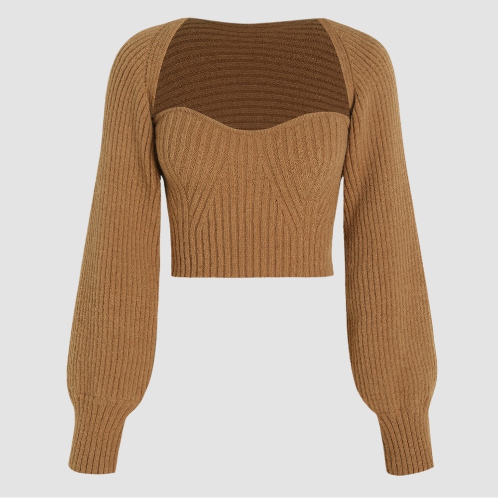 Cider Two Piece Knit Long Sleeve Crop Top 🤎